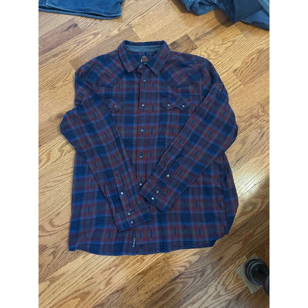 Moonshine Spirit Brad Paisley Mens XL Western Pearl Snap Plaid Flannel Shirt